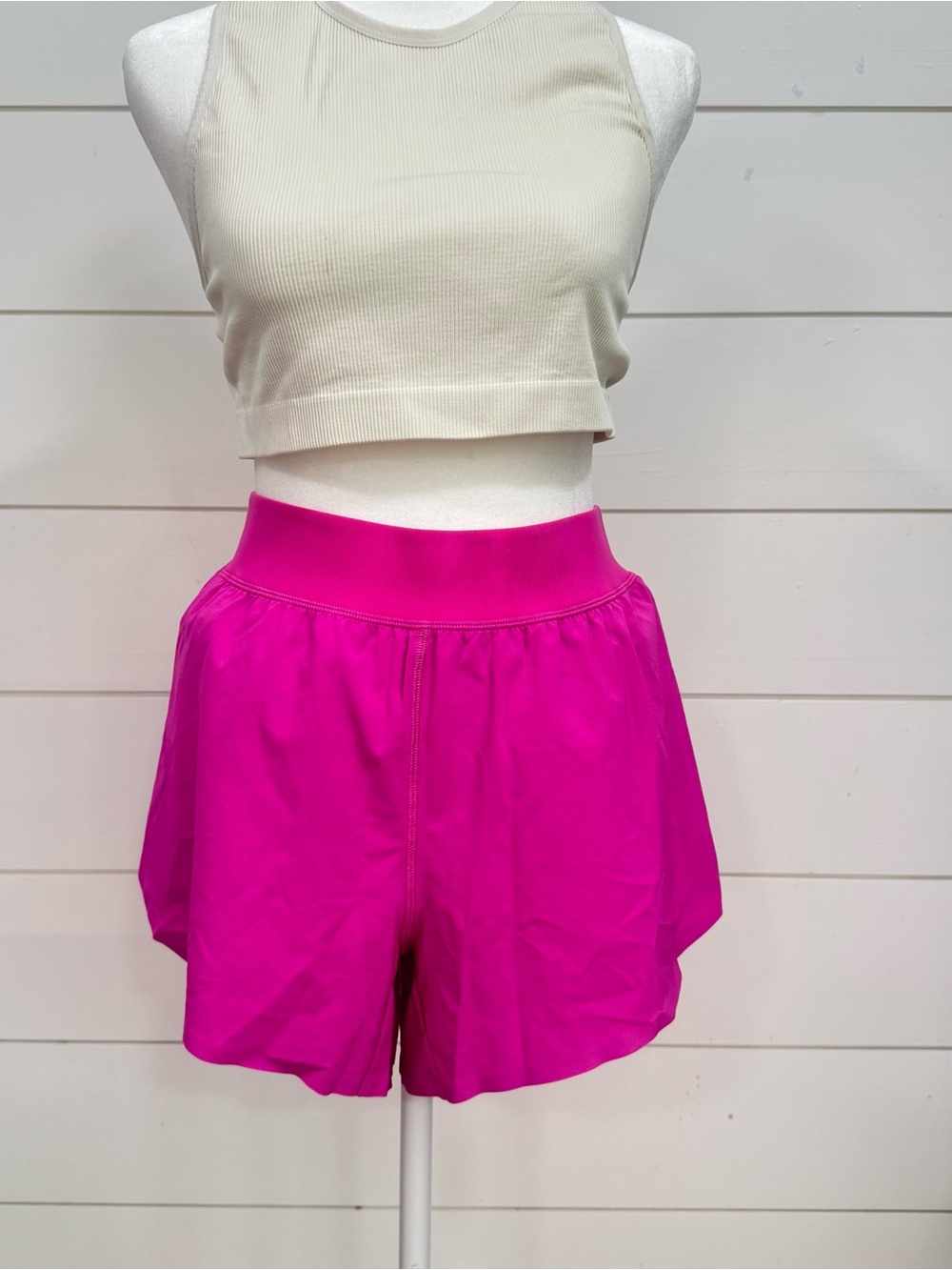 CRZ YOGA Hot Pink Athletic Shorts with Wide Waistband